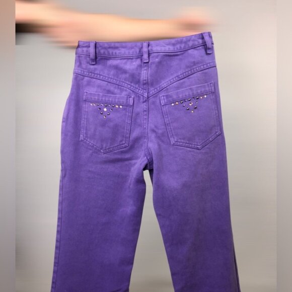 Paloma Wool Mid Rise Straight Leg Bejeweled Jeans Purple Size 34 - Picture 5 of 8